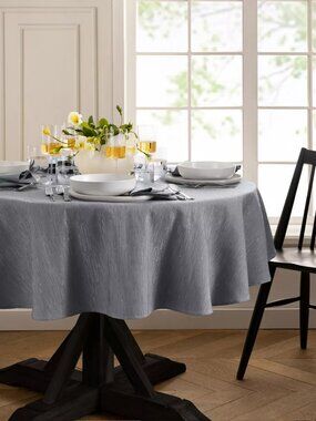 Continental Round Tablecloth, Gray, NWT